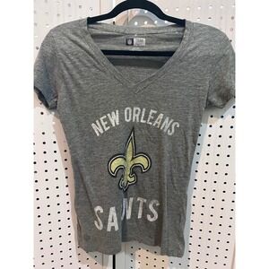 Womens NFL New Orleans Saints Gray V-Neck T-Shirt Team Apparel Size S